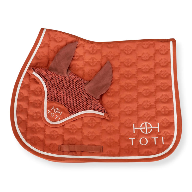 Saddle Pad & Ear Bonnet Set in Terracotta