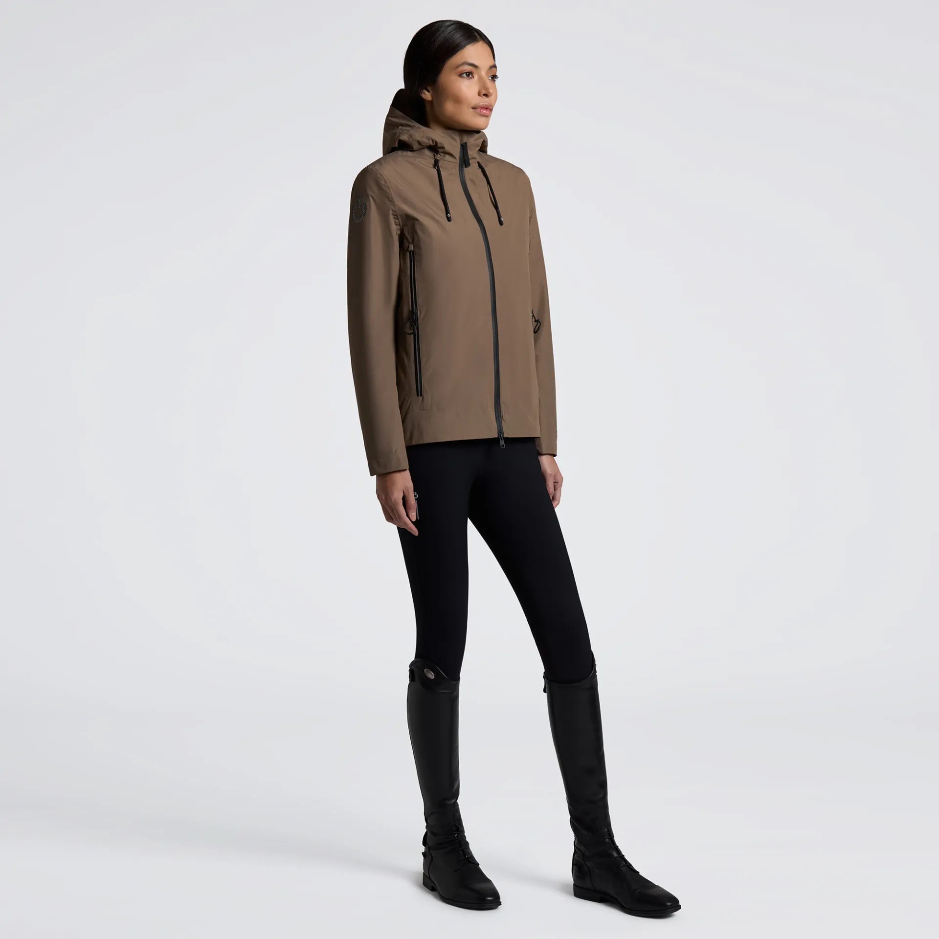 Hooded Performance 3-Way Jacket in Walnut