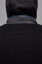 Revolution Hooded Nylon Puffer & Tech Knit Jacket in Black
