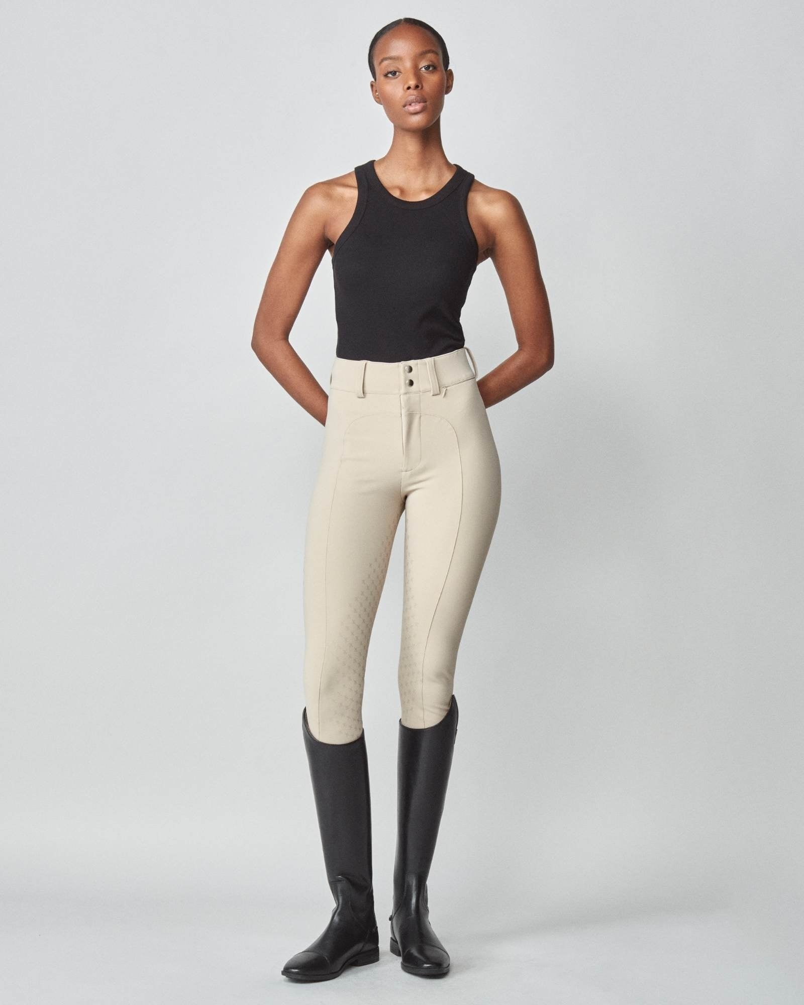 High-Rise Compression Breeches in Tan