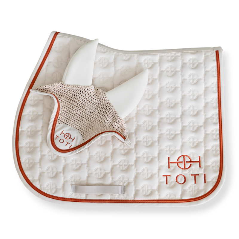 Saddle Pad & Ear Bonnet Set in Beige