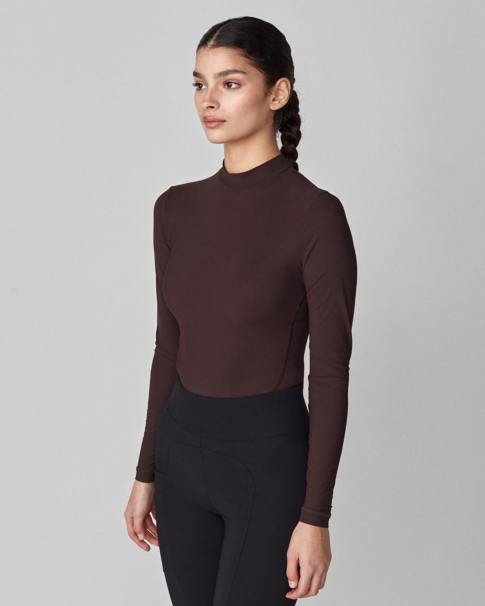 Lightweight Long Sleeve Top in Dark Brown