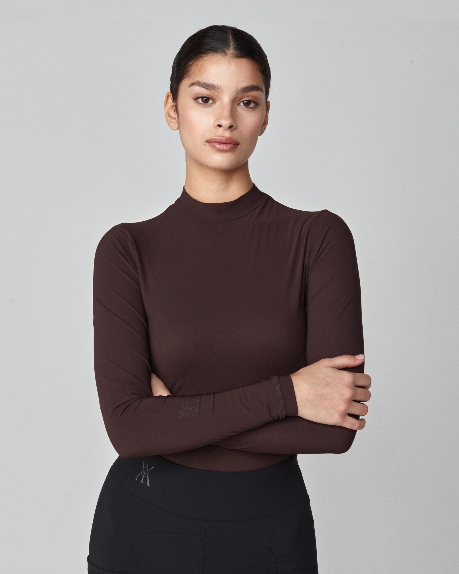 Lightweight Long Sleeve Top in Dark Brown