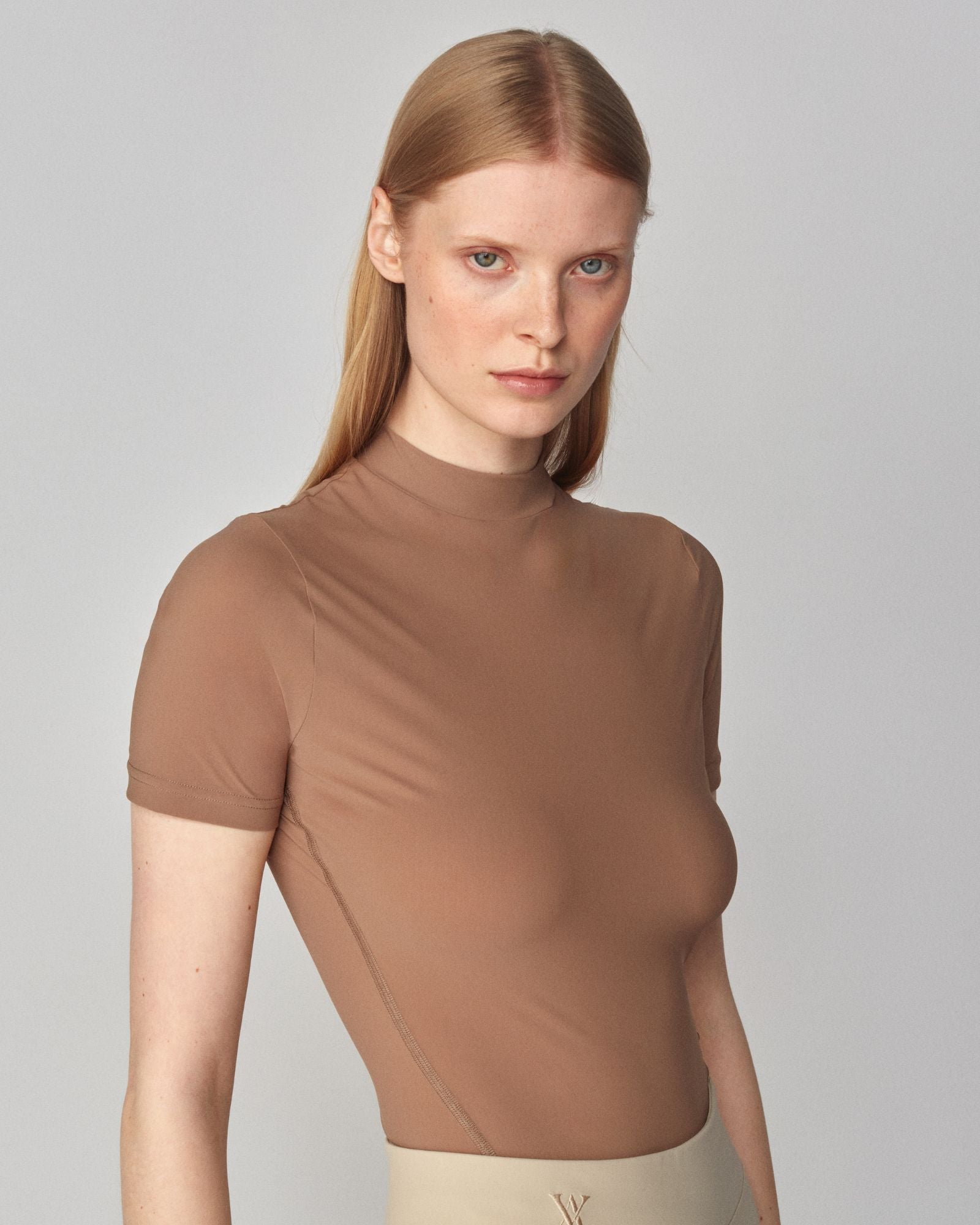 Lightweight Short Sleeve Top in Camel