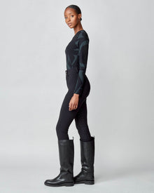 Monogram Long Sleeve Top in Black