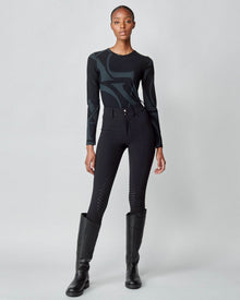Monogram Long Sleeve Top in Black