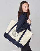 Canvas Tote Bag in Cream/Navy