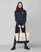 Canvas Tote Bag in Cream/Navy