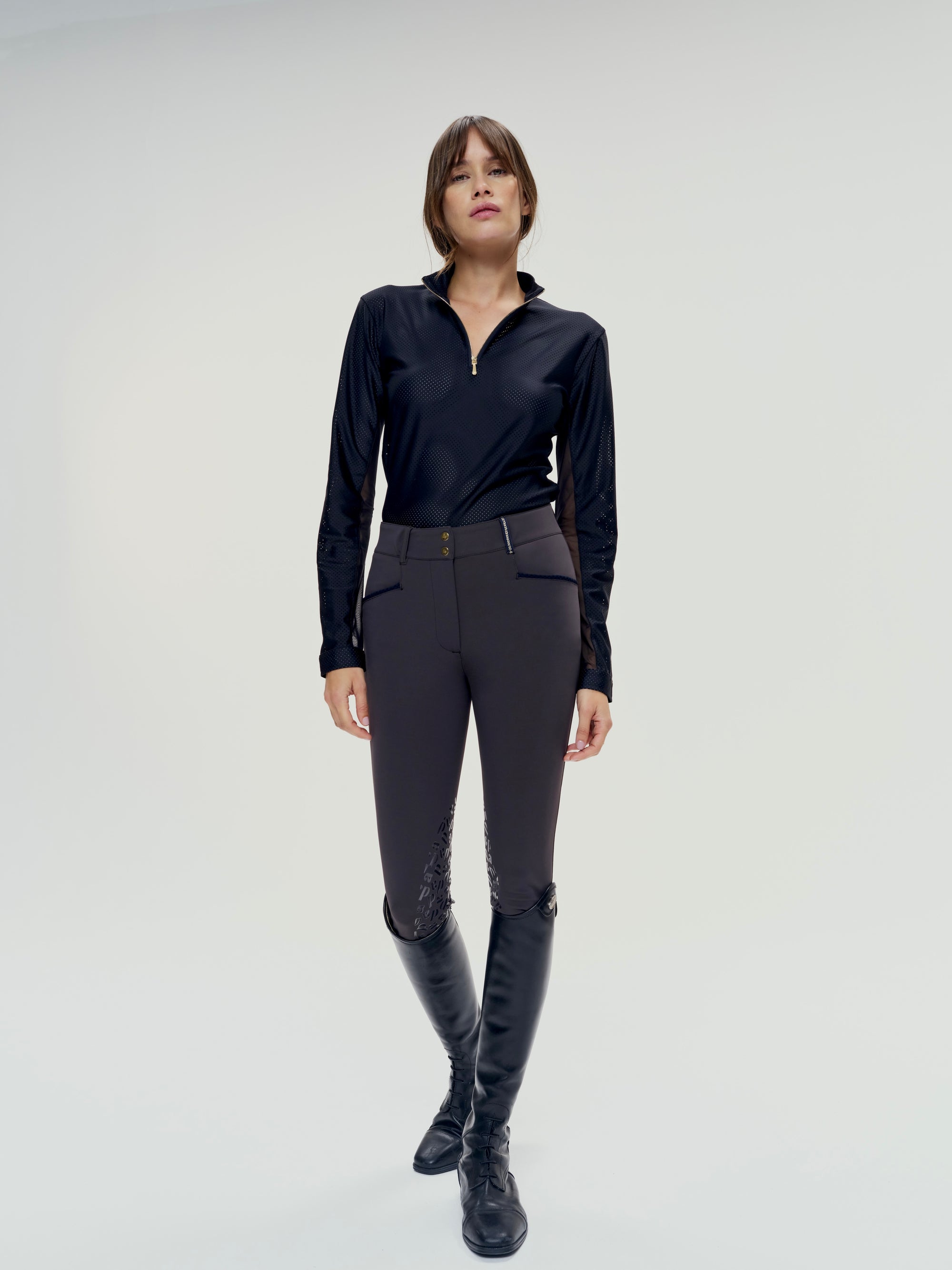 Pablito Long Sleeve Riding Top in Black