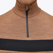 Wool Long Sleeve Zip Turtleneck Top in Toffee Brown
