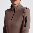 Jersey Fleece Half Zip Training Top in Walnut