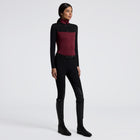 Wool Long Sleeve Zip Training Top in Bordeaux/Black