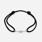 Challenge Black Silk Cord Bracelet in 9k White Gold with Diamonds