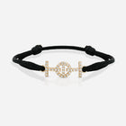 Challenge Black Silk Cord Bracelet in 9k Yellow Gold with Diamonds