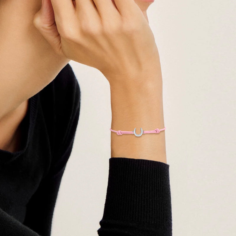 Destiny Confidence Pink Cord Bracelet in Polished Silver