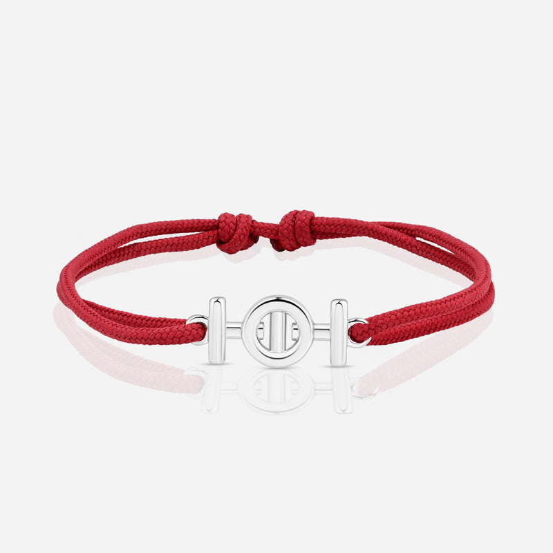 Destiny Challenge Bordeaux Cord Bracelet in Polished Silver