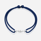 Destiny Challenge Navy Cord Bracelet in Polished Silver