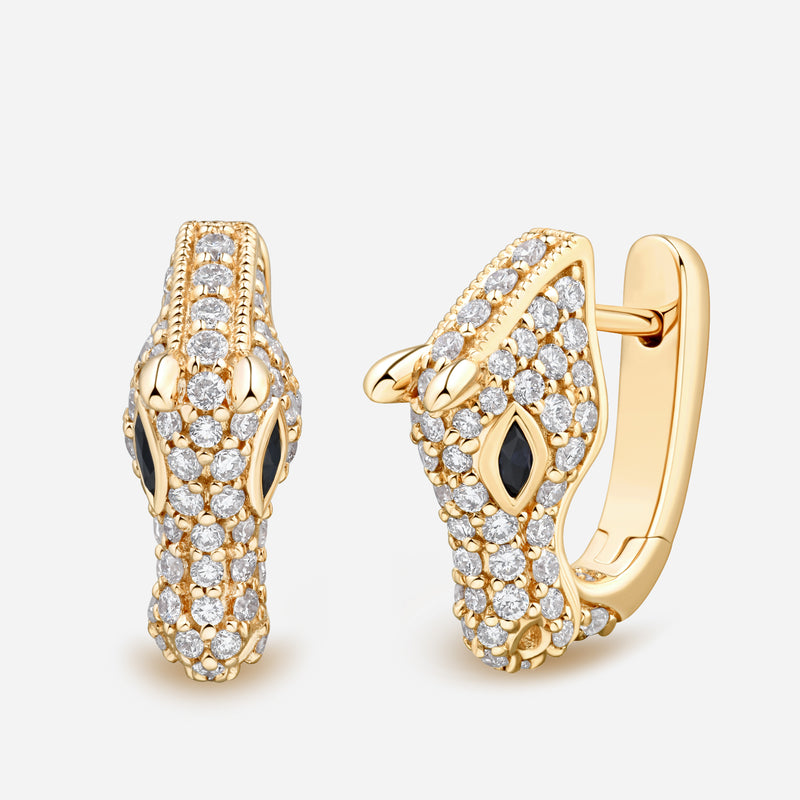 Celebration Horse Head Earrings in 18k Yellow Gold with White Diamonds