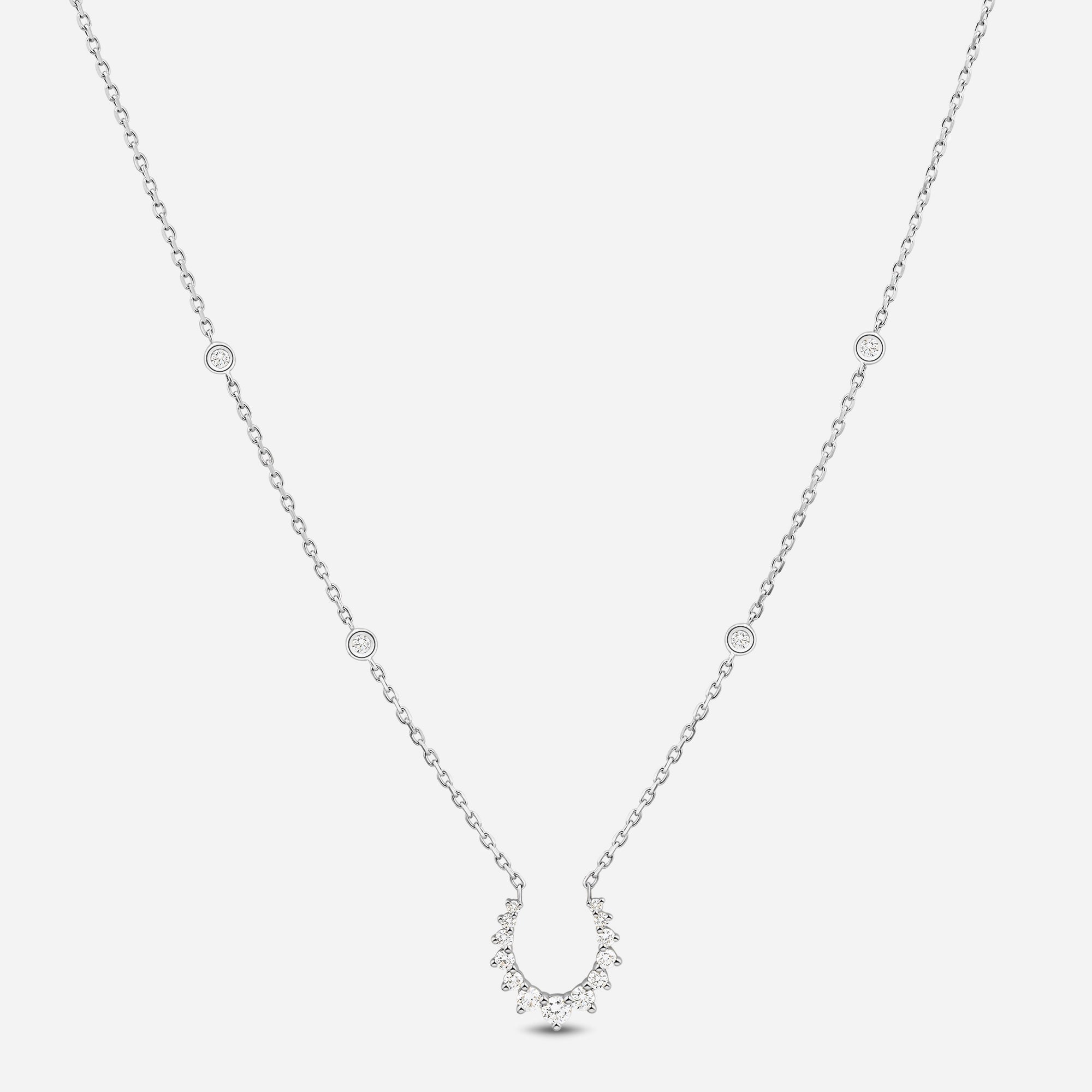 Double Confidence Necklace in 18k White Gold with White Diamonds