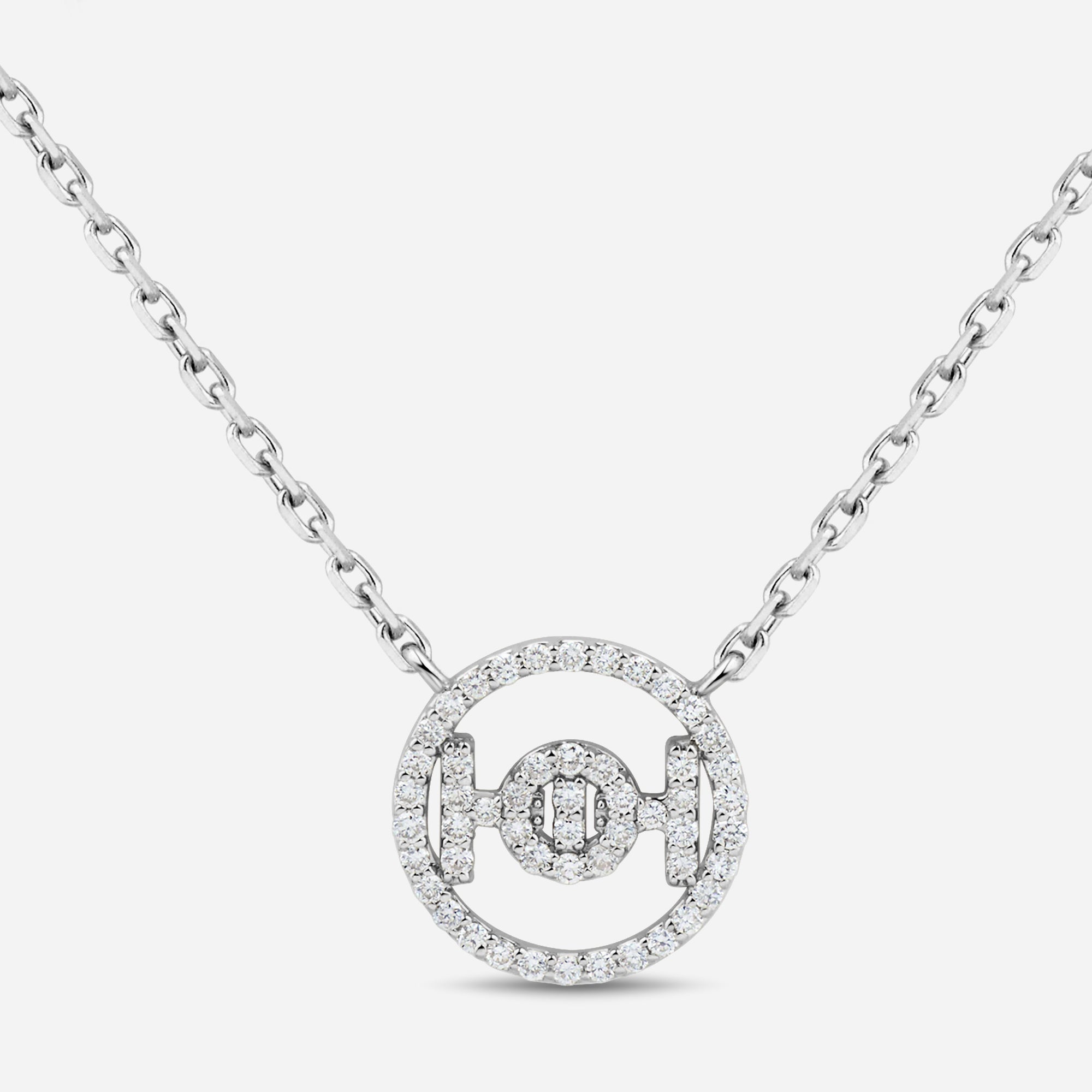 Challenge Necklace in 9k White Gold with White Diamonds