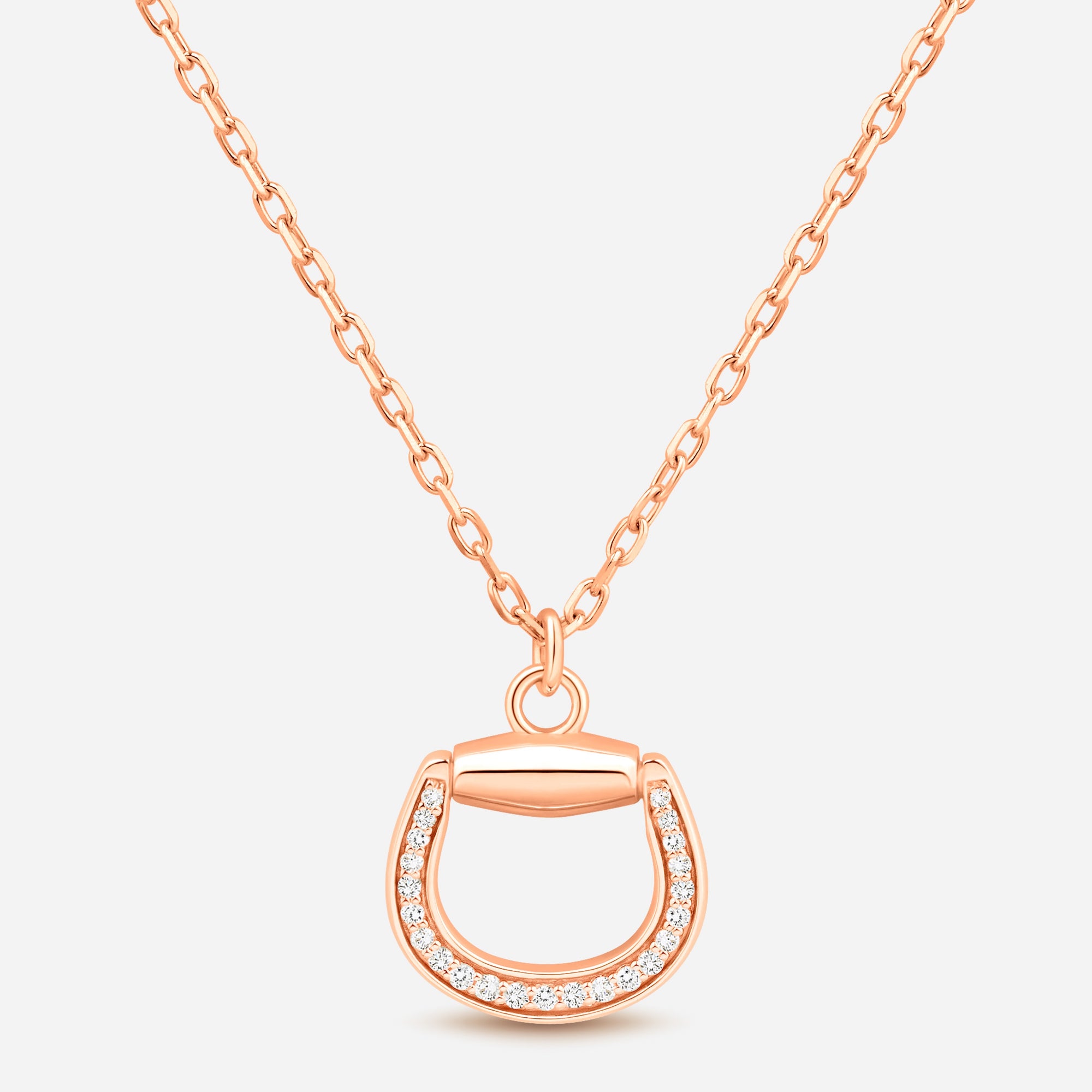 Connection Necklace in 18k Pink Gold with White Diamonds