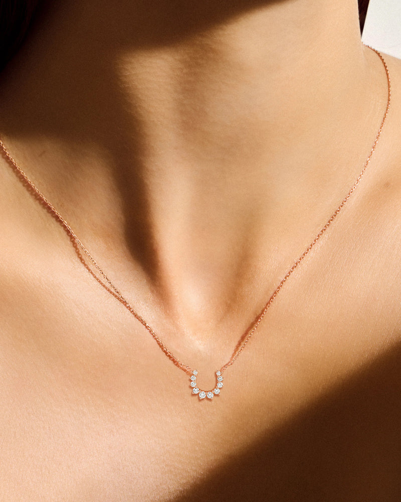 Confidence Necklace in 9k Pink Gold with White Diamonds