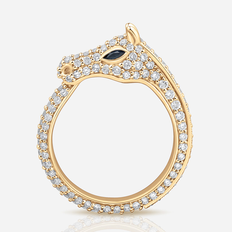 Celebration Horse Head Ring in 18k Yellow Gold with White Diamonds