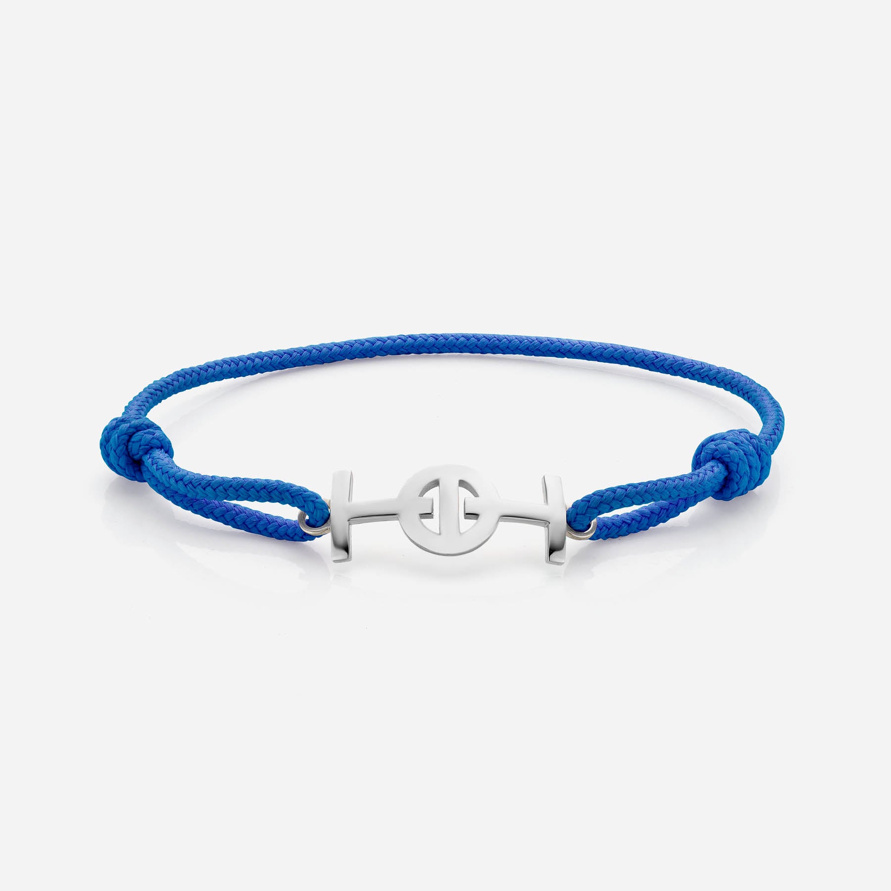 Challenge Electric Blue Cord Bracelet in Silver