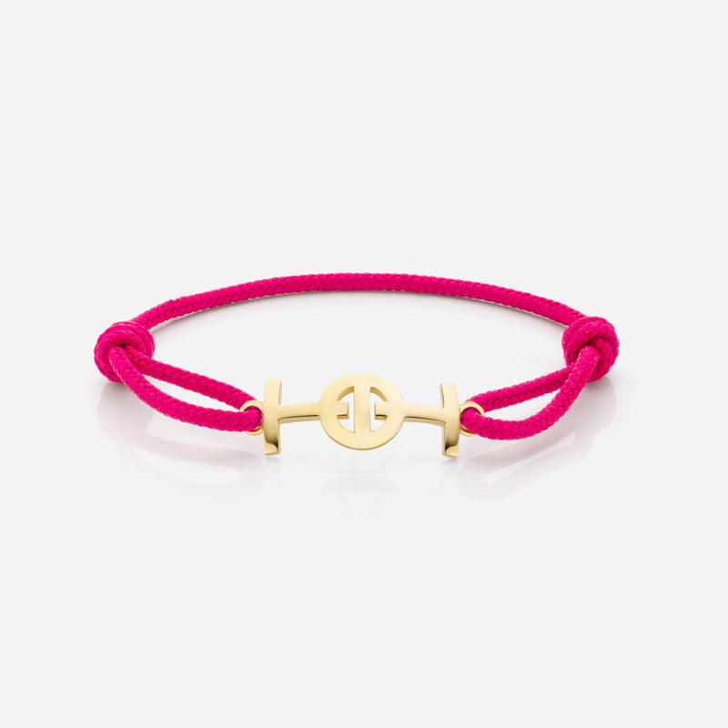Challenge Magenta Cord Bracelet in Plated Yellow Gold