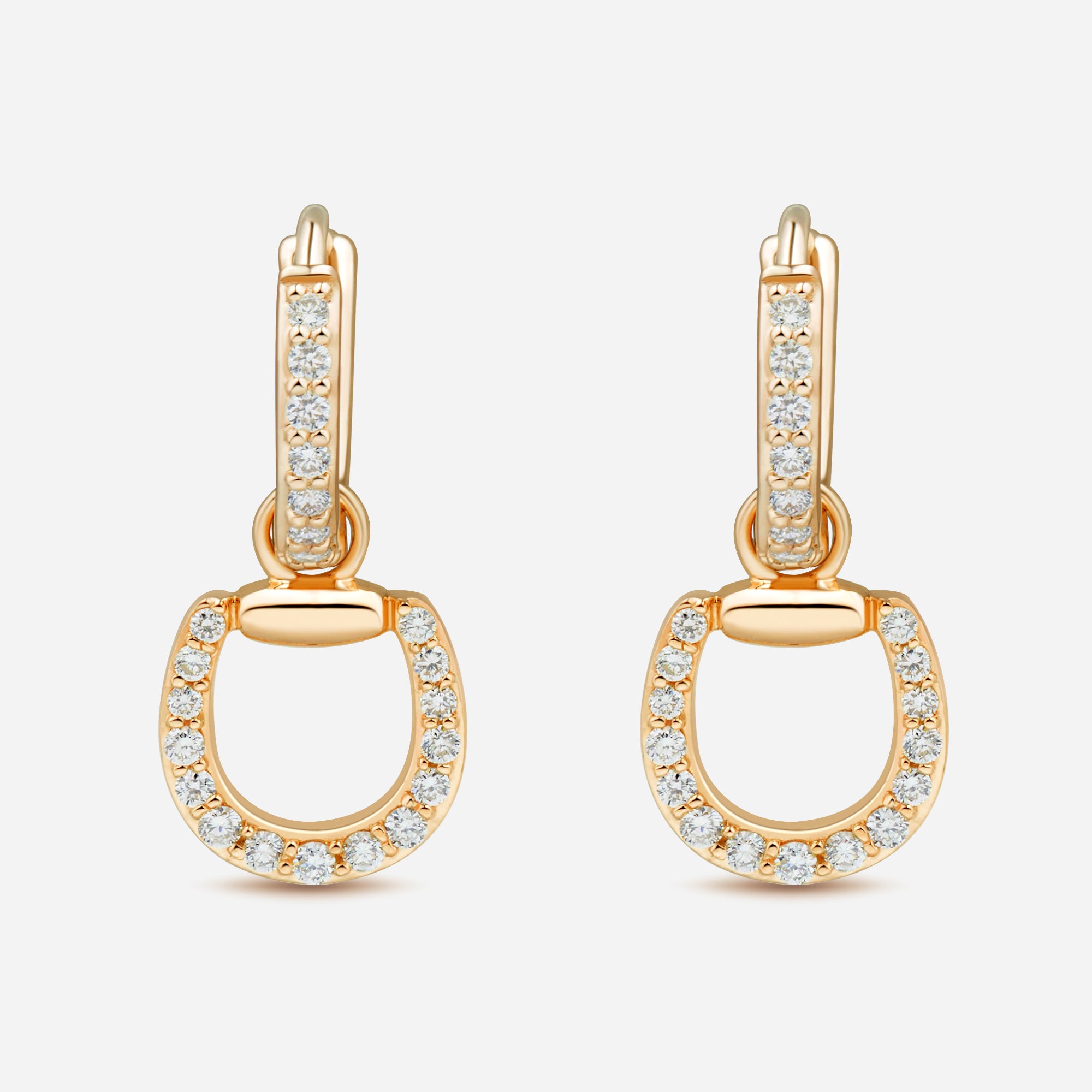Connection Hoop Earrings in 9k Yellow Gold with White Diamonds