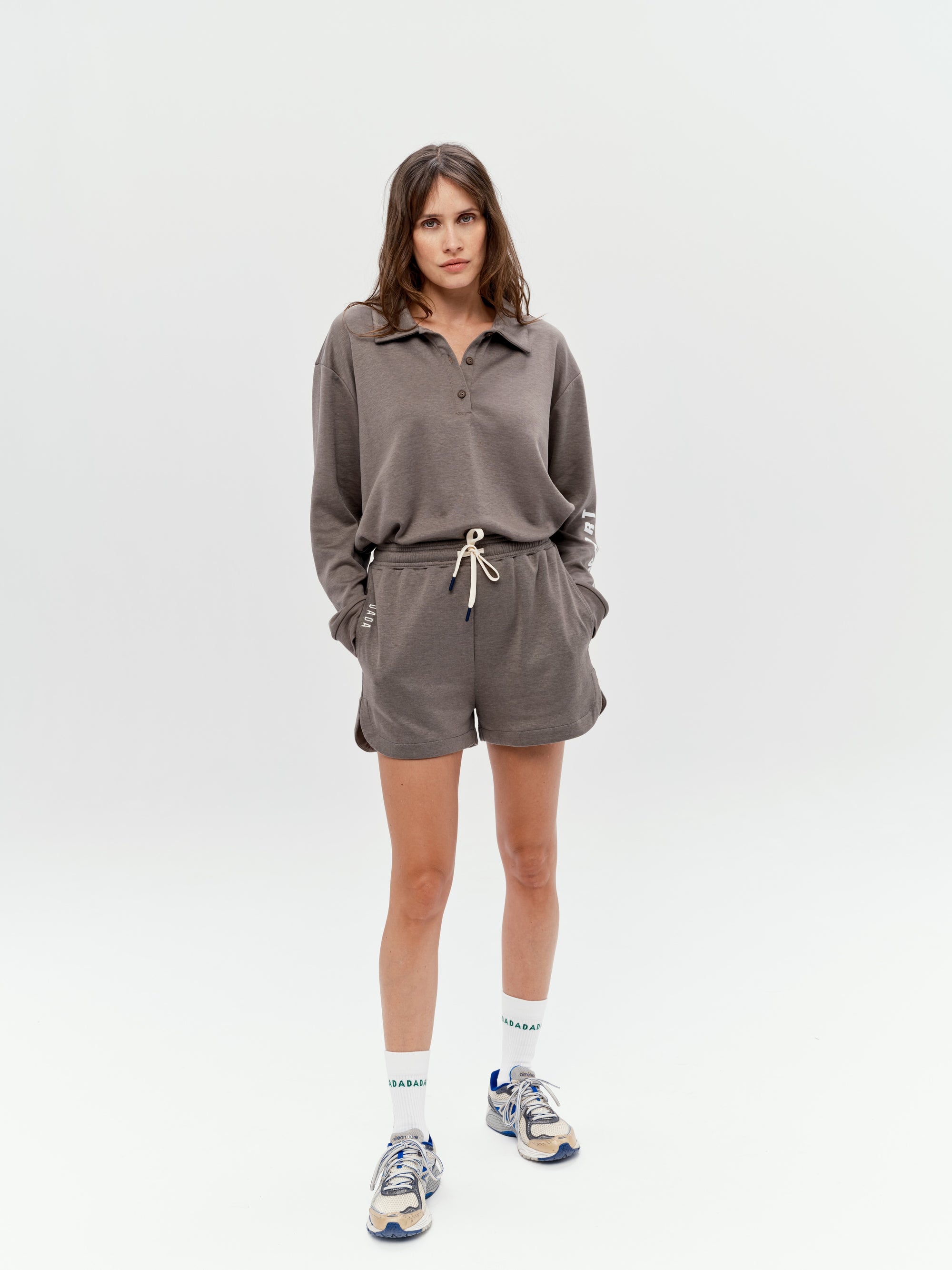 Valou Long Sleeve Polo in Coffee