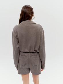 Valou Long Sleeve Polo in Coffee