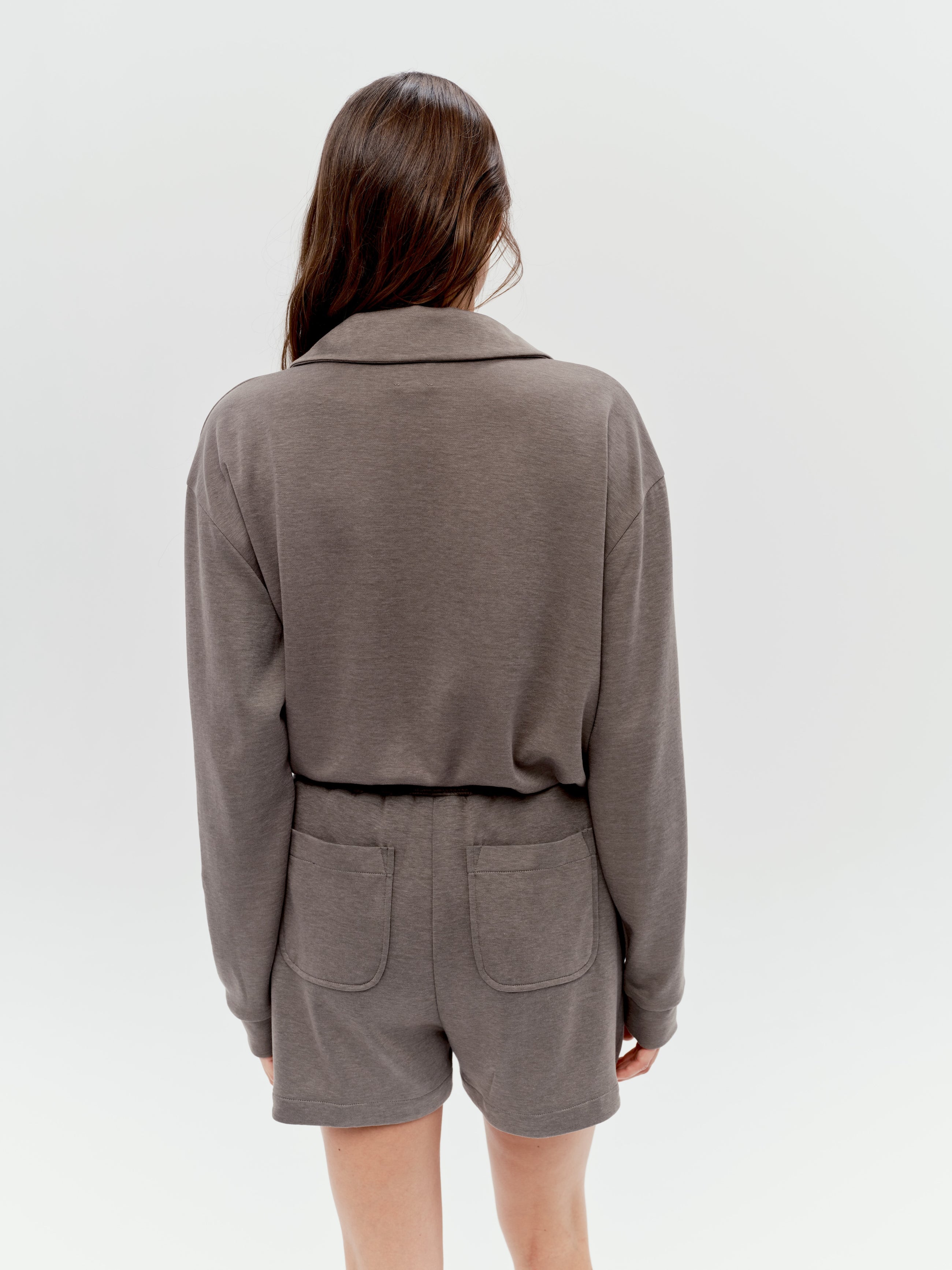 Valou Long Sleeve Polo in Coffee