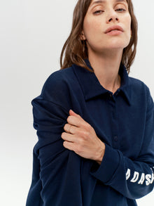 Valou Long Sleeve Polo in Marine