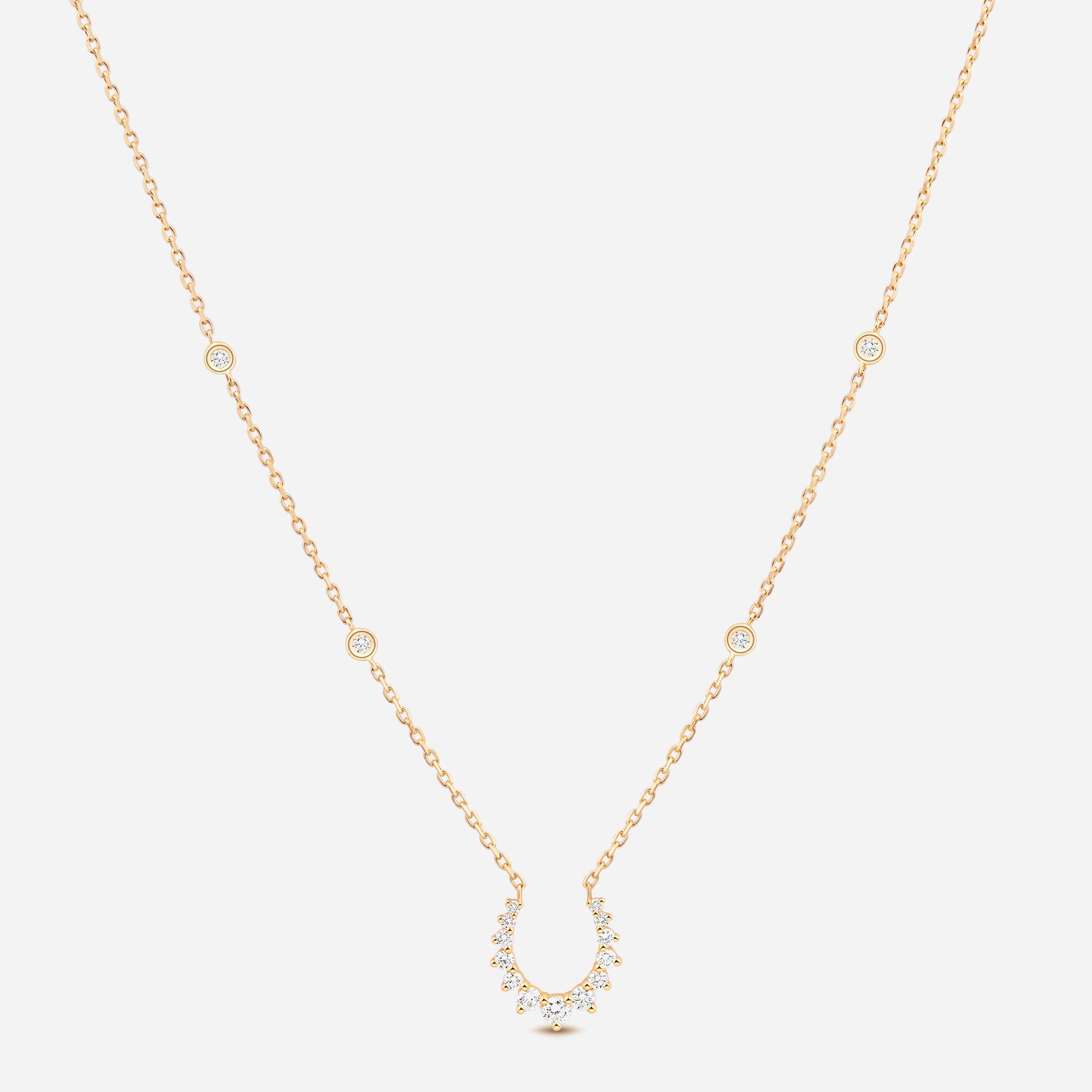 Double Confidence Necklace in 18k Yellow Gold with White Diamonds